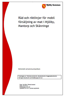 Framsida för råd och riktlinjer för mobil försäljning av mat i Mjölby, Mantorp och Skänninge