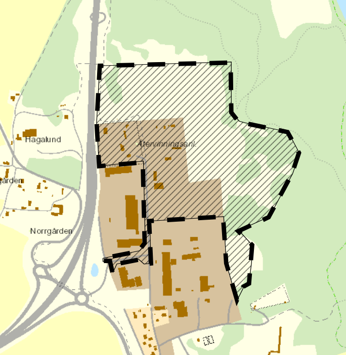 Planområdet omfattar del av Hulje östra industriområde samt naturmark norr och öst om området.